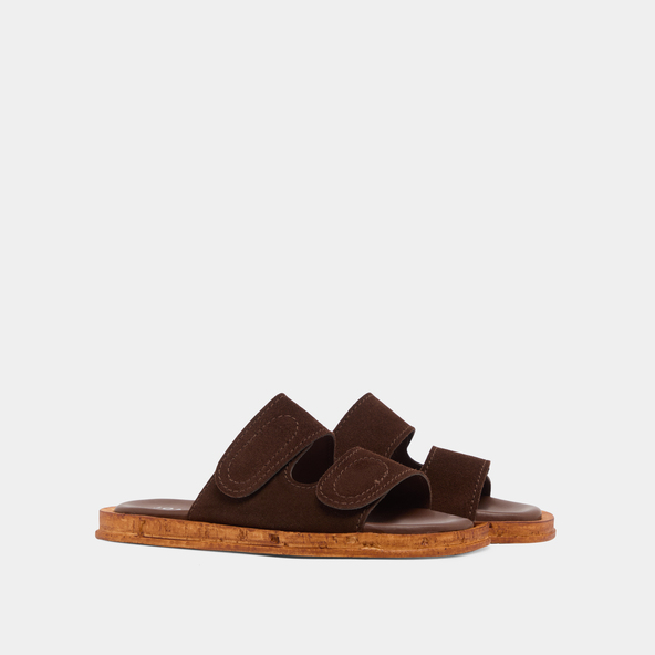 Jonak Mules With Two Straps In Dark Brown Suede ELSIE