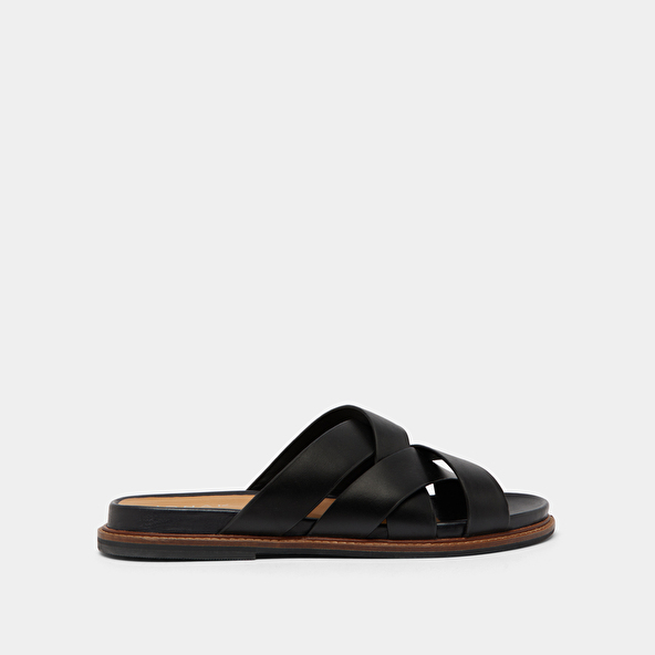 Jonak Mules With Wide Straps In Black Leather ALEXANDRE
