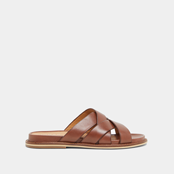 Jonak Mules With Wide Straps In Cognac Leather ALEXANDRE