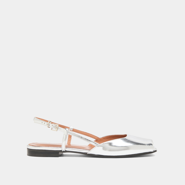 Jonak Open-toe Ballet Flats In Silver Mirror Leather DORDOGNE