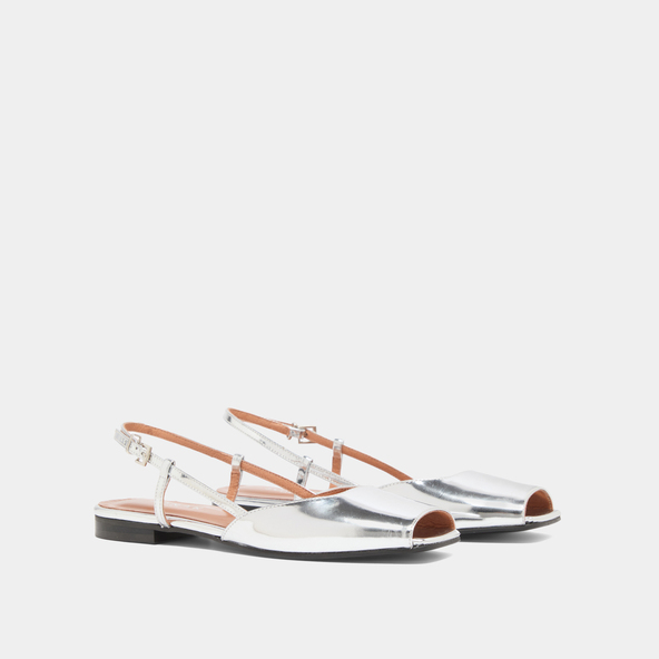 Jonak Open-toe Ballet Flats In Silver Mirror Leather DORDOGNE