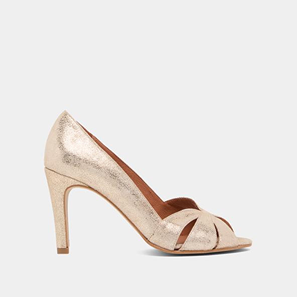 Jonak Open Toe Pumps In Platinum Lamine Velvet DALBO