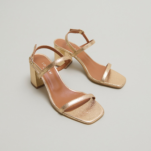 Jonak Open-toe Sandals With Heels In Gold Cracked Leather VIGNE