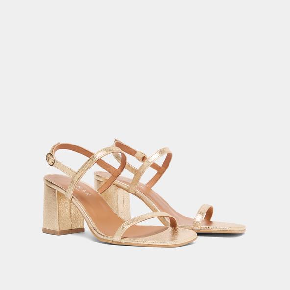 Jonak Open-toe Sandals With Heels In Gold Cracked Leather VIGNE