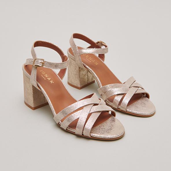 Jonak Open-toed Sandals In Platinum Laminated Velvet DANELLE