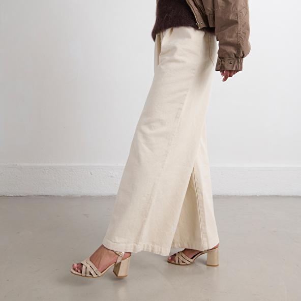 jonak Open-toed sandals in platinum laminated velvet DANELLE