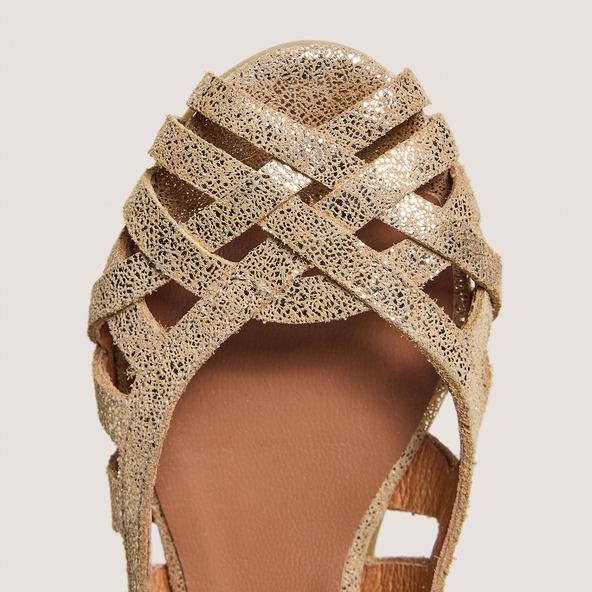 Jonak Openwork Ballerinas - Capsule Mini In Platinum Laminated Velvet DERAY