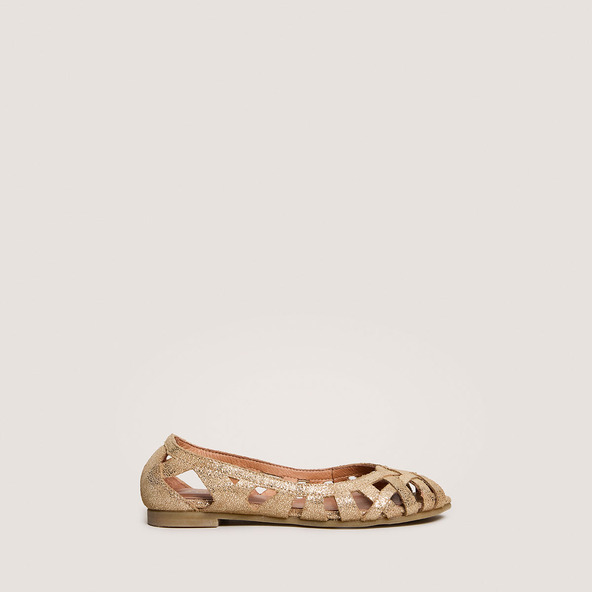 jonak Openwork ballerinas - Capsule Mini in platinum laminated velvet DERAY