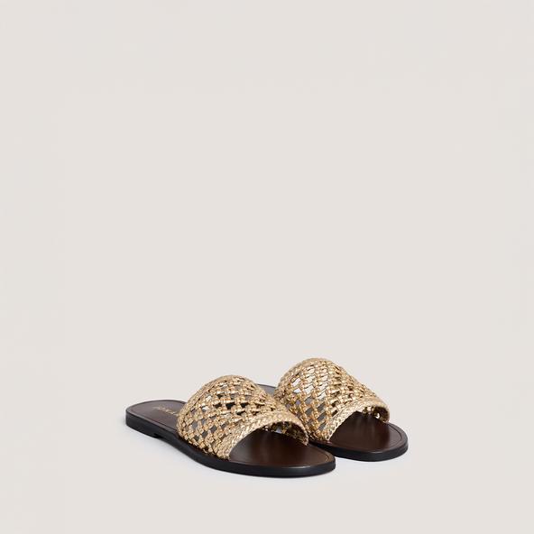 Jonak Openwork Beach Sandals In Gold Metallic Leather WISSEL