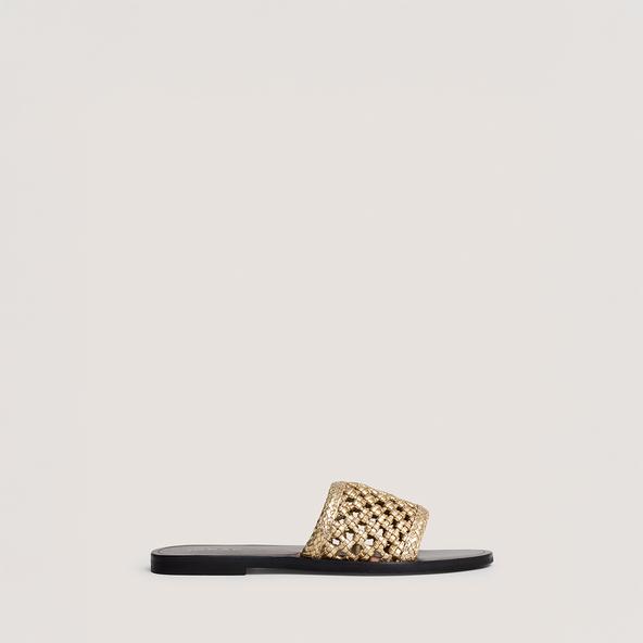 jonak Openwork beach sandals in gold metallic leather WISSEL