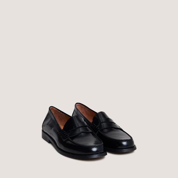 Jonak Penny Loafers With Raised Soles In Black Glazed Leather AUDELYA