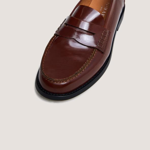 Jonak Penny Loafers With Raised Soles In Brown Glazed Leather AUDELYA