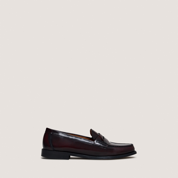 Jonak Penny Loafers With Raised Soles In Burgundy Glazed Leather AUDELYA