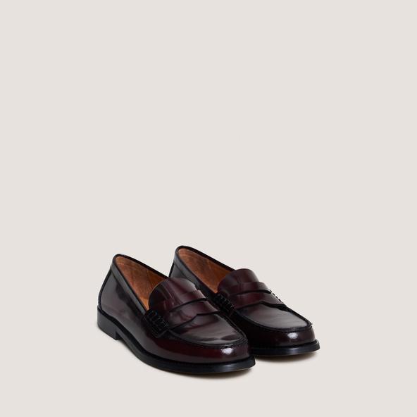 Jonak Penny Loafers With Raised Soles In Burgundy Glazed Leather AUDELYA