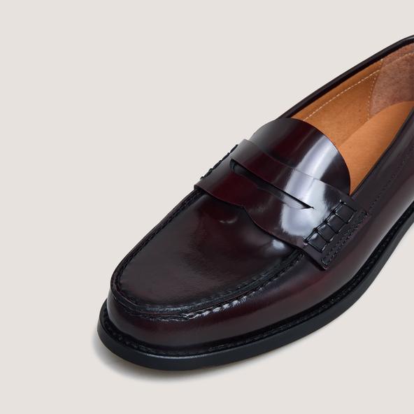 Jonak Penny Loafers With Raised Soles In Burgundy Glazed Leather AUDELYA