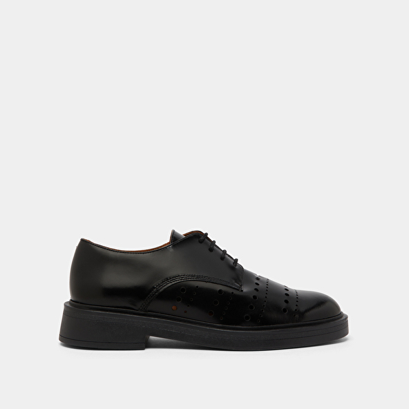 Jonak Pierced Derbies In Glazed Black Leather AMARANTE