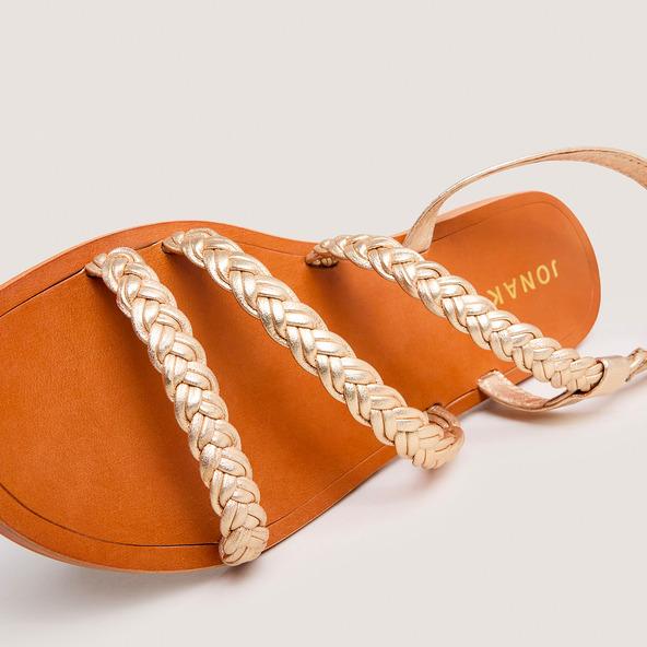 Jonak Plagettes With Adjustable Buckles In Gold Metallic Leather WALAE