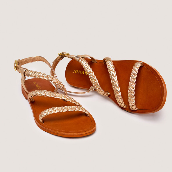 Jonak Plagettes With Adjustable Buckles In Gold Metallic Leather WALAE