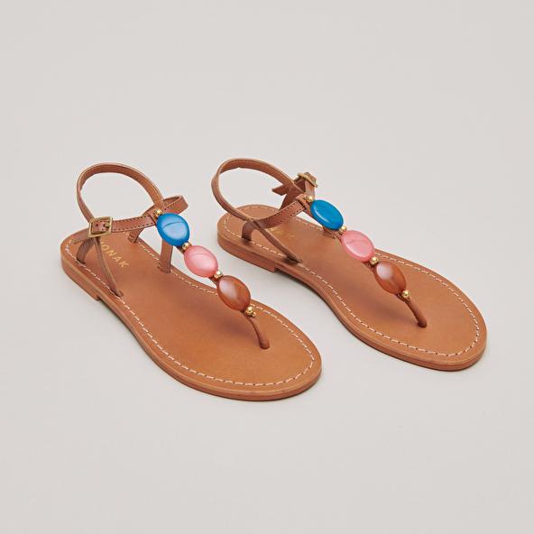 jonak Plagettes with details in camel leather WALID