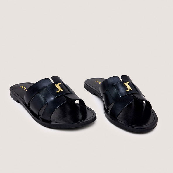 Jonak Plagettes With Monogram In Black Leather WEIL