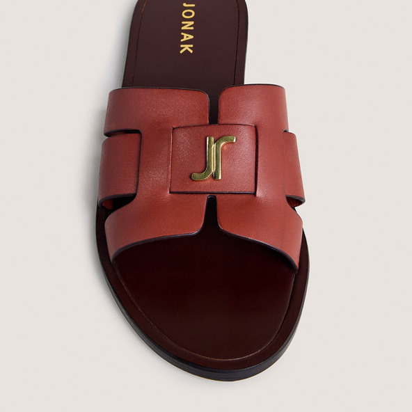 Jonak Plagettes With Monogram In Cognac Leather WEIL