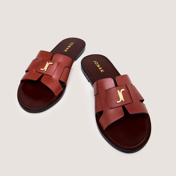 Jonak Plagettes With Monogram In Cognac Leather WEIL