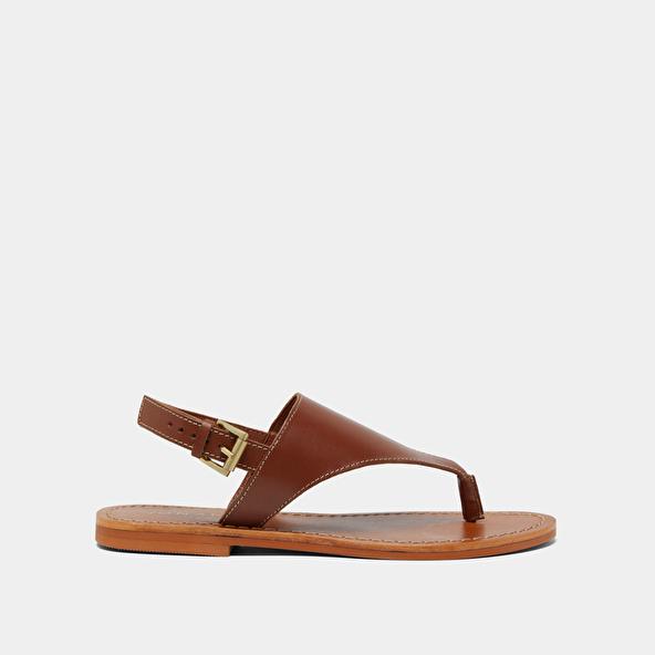 Jonak Plagettes With Rear Straps In Cognac Leather WADE
