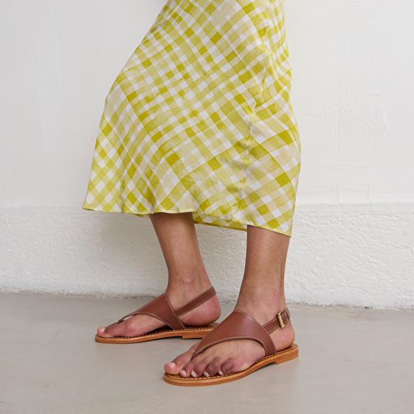 Jonak Plagettes With Rear Straps In Cognac Leather WADE