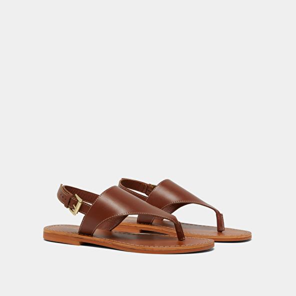 Jonak Plagettes With Rear Straps In Cognac Leather WADE