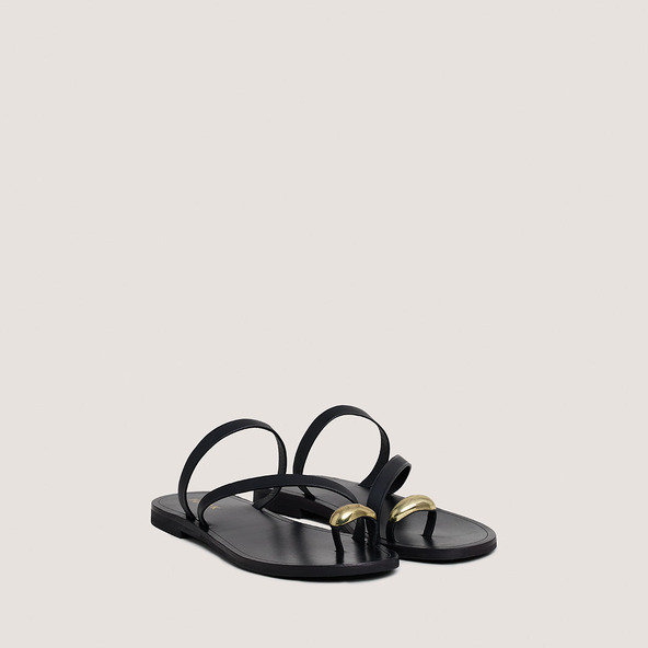 Jonak Plagettes With Slender Straps And Gold Details In Black Leather WIFE