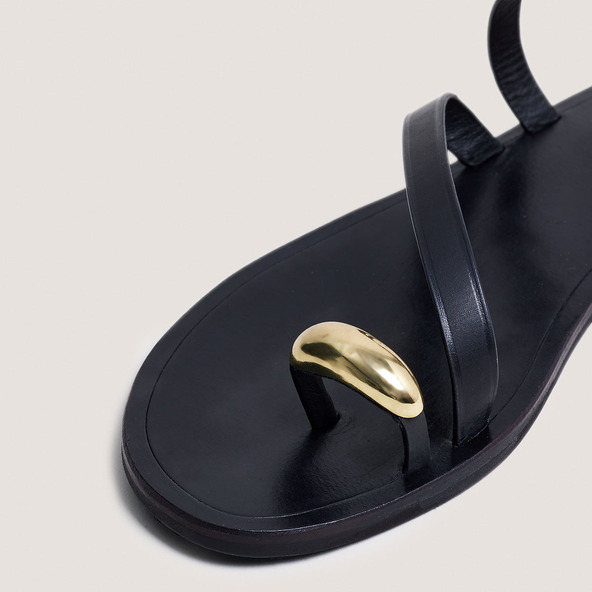 Jonak Plagettes With Slender Straps And Gold Details In Black Leather WIFE