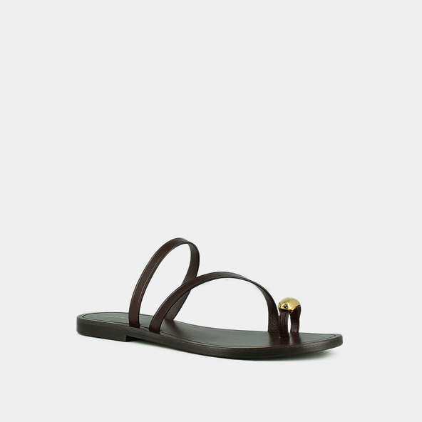 Jonak Plagettes With Slender Straps And Gold Details In Dark Brown Leather WIFE