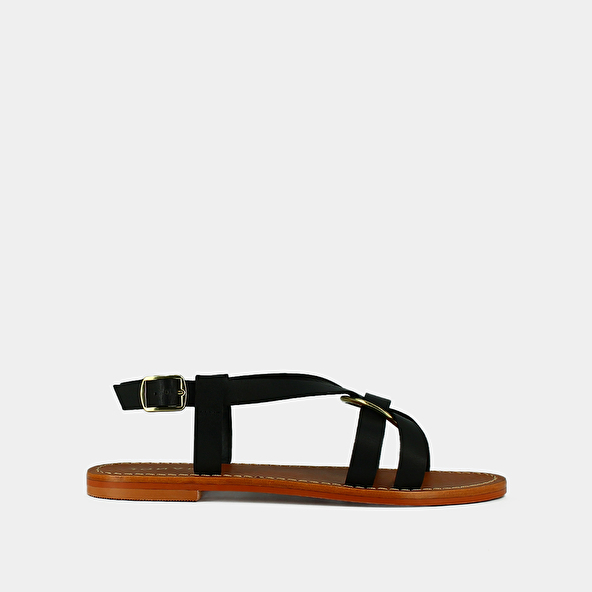 jonak Plagettes with straps and buckles in black leather WORA
