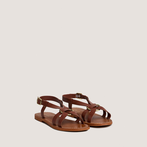 Jonak Plagettes With Straps And Buckles In Cognac Leather WORA