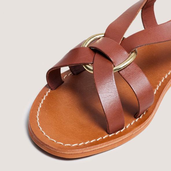 Jonak Plagettes With Straps And Buckles In Cognac Leather WORA