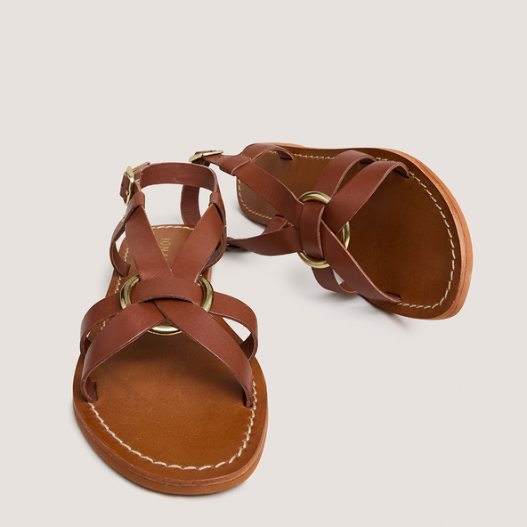 Jonak Plagettes With Straps And Buckles In Cognac Leather WORA