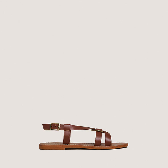 jonak Plagettes with straps and buckles in cognac leather WORA