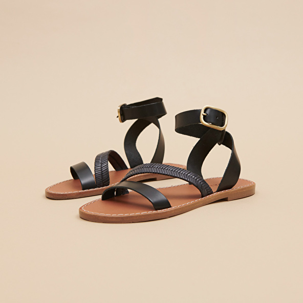 Jonak Plagettes With Straps In Black Glazed Leather LAUSANNE