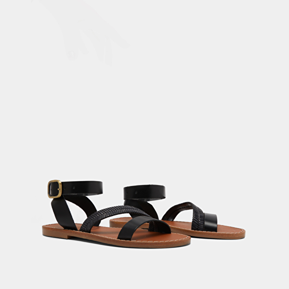 Jonak Plagettes With Straps In Black Glazed Leather LAUSANNE