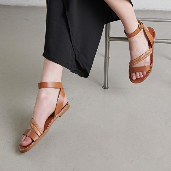 Jonak Plagettes With Straps In Cognac Glazed Leather LAUSANNE