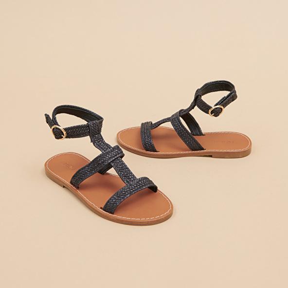 jonak Plagettes with straps in dark synthetic rope LOGAN