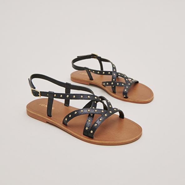 Jonak Plagettes With Thin Straps In Black Leather WATERLOO