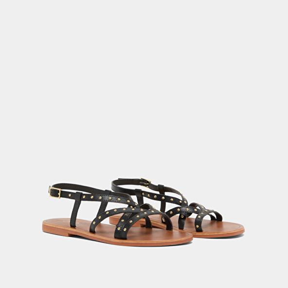 Jonak Plagettes With Thin Straps In Black Leather WATERLOO