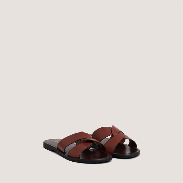 Jonak Plagettes With Wide Criss-cross Straps In Cognac Leather WINKO