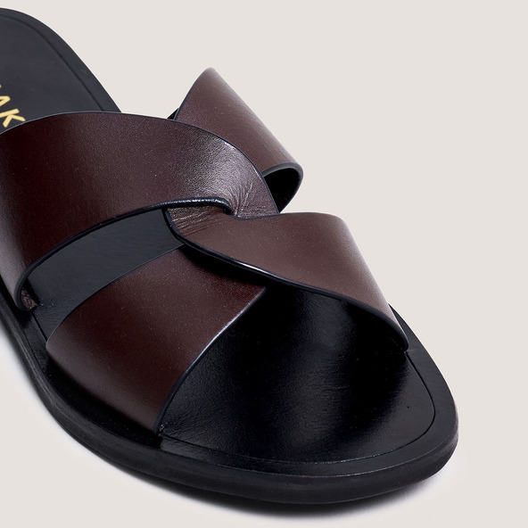 Jonak Plagettes With Wide Criss-cross Straps In Dark Brown Leather WINKO