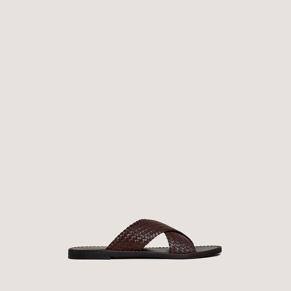 jonak Plagettes with wide criss-cross straps in dark brown leather WITCH