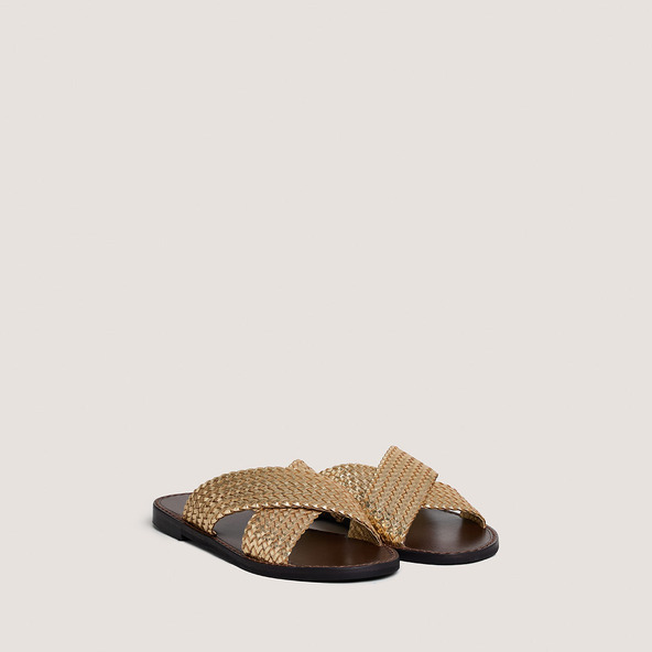 Jonak Plagettes With Wide Criss-cross Straps In Gold Leather WITCH