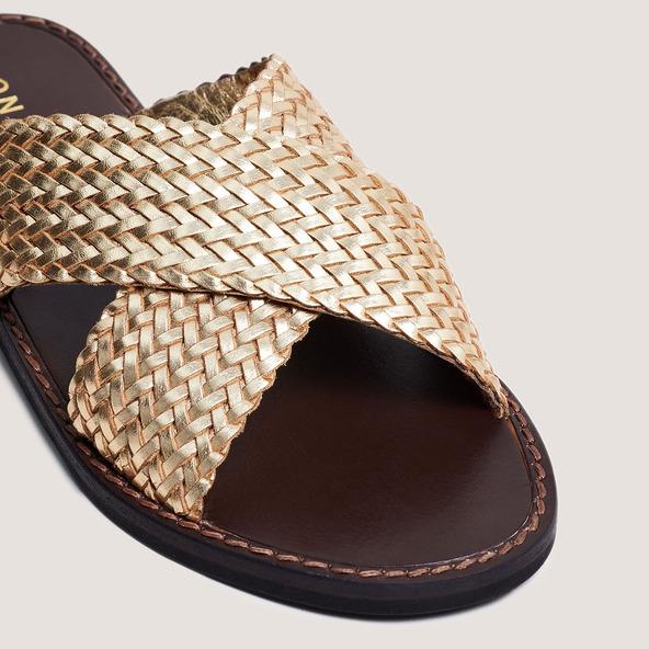 Jonak Plagettes With Wide Criss-cross Straps In Gold Leather WITCH