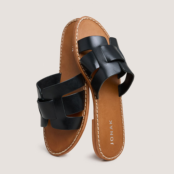 Jonak Plagettes With Wide Straps In Black Leather WILOU