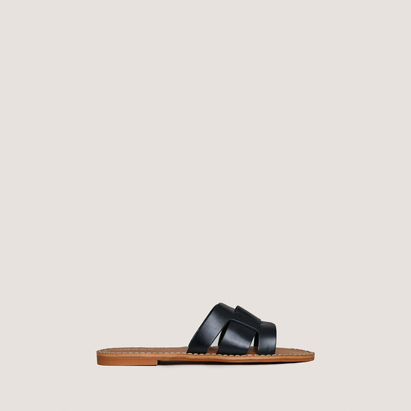jonak Plagettes with wide straps in black leather WILOU